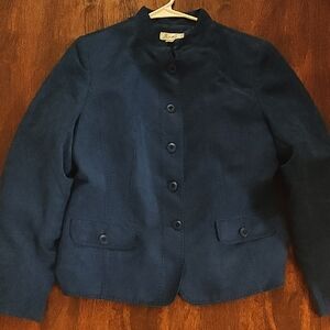Blue Faux Suede Button-Up Jacket EUC
